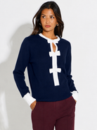 Kate & Pippa Aspen Bow Knit In Navy-Kate & Pippa