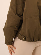 Kate & Pippa Aspen Detachable Fur Collar Jacket In Khaki-Kate & Pippa