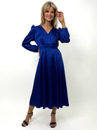 Kate & Pippa Audrey Midi Dress In Blue Print-Kate & Pippa