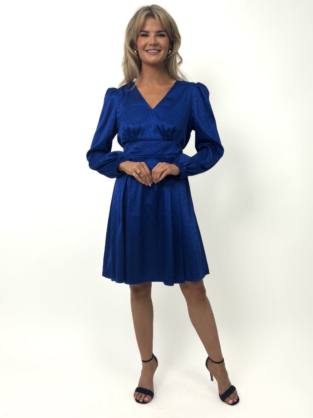 Kate & Pippa Audrey Mini Dress In Blue Print-Kate & Pippa