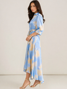 Kate & Pippa Azure Midi Dress In Blue/Lemon Print-Kate & Pippa