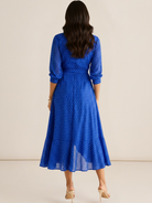 Kate & Pippa Ballerina Midi Dress In Blue Print-Kate & Pippa