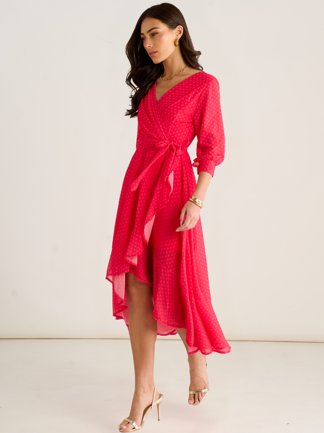 Kate & Pippa Ballerina Midi Dress In Coral Print-Kate & Pippa