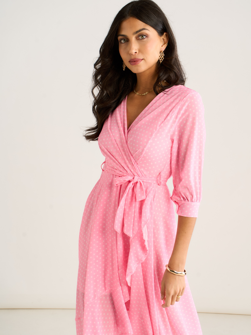 Kate & Pippa Ballerina Midi Dress In Light Pink Print-Kate & Pippa