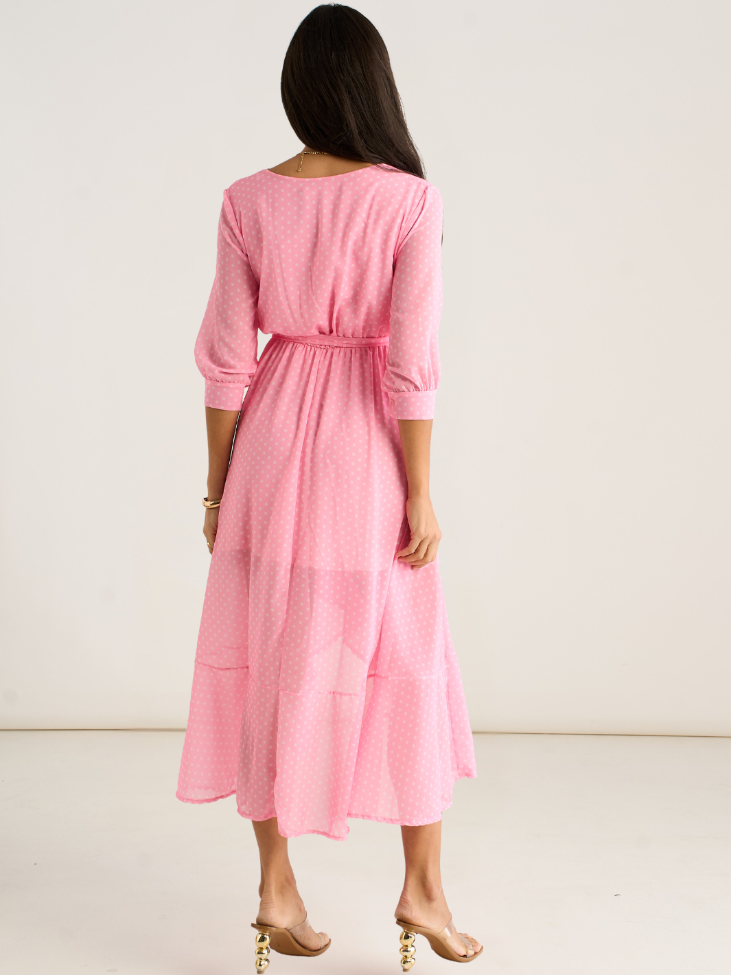 Kate & Pippa Ballerina Midi Dress In Light Pink Print-Kate & Pippa