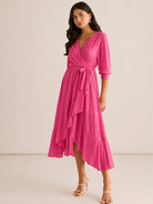 Kate & Pippa Ballerina Midi Dress In Pink Print-Kate & Pippa