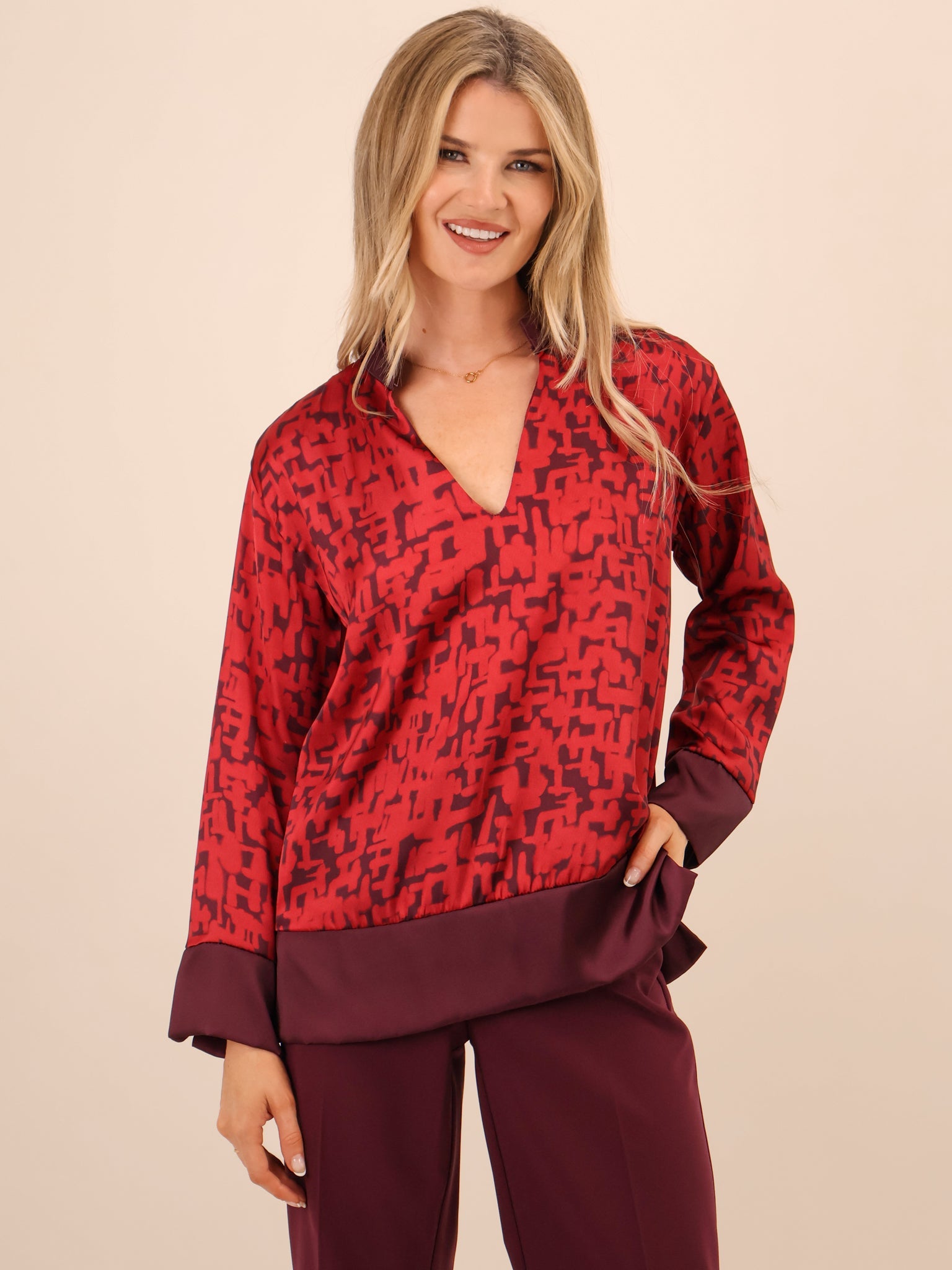 Kate & Pippa Barca Top In Red-Nicola Ross