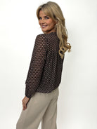 Kate & Pippa Bella Band Top In Black / Tan Print-Kate & Pippa