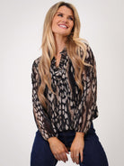 Kate & Pippa Bella Band Top In Black/Beige Abstract Print-Kate & Pippa Autumn/Winter Ladies Clothing