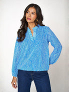 Kate & Pippa Bella Band Top In Blue Print-Nicola Ross
