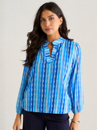 Kate & Pippa Bella Band Top In Blue Wave Print-Kate & Pippa