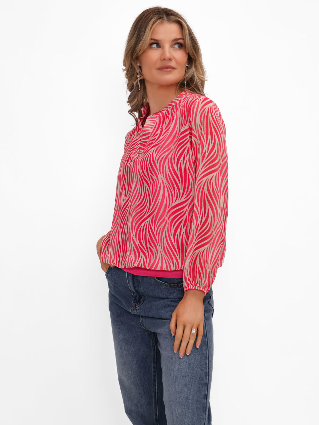 Kate & Pippa Bella Band Top In Cerise Pink Animal-Kate & Pippa