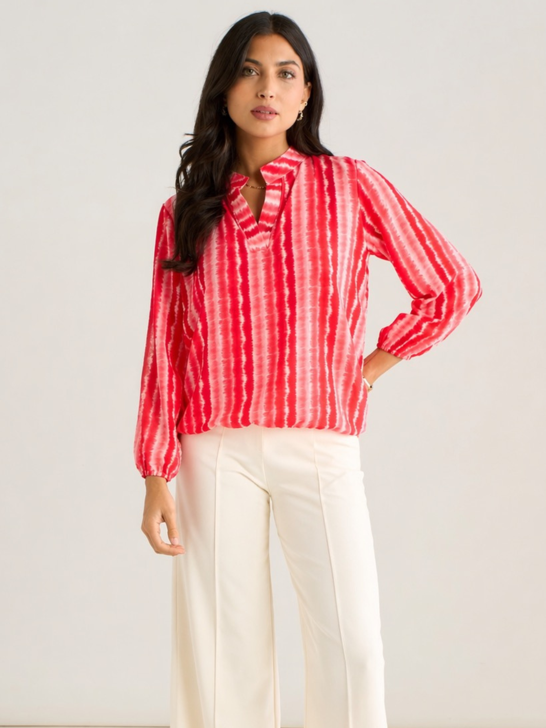 Kate & Pippa Bella Band Top In Coral Wave Print-Kate & Pippa
