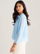 Kate & Pippa Bella Band Top In Light Blue Wave Print-Kate & Pippa