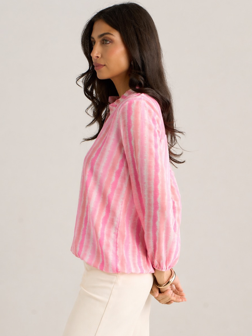 Kate & Pippa Bella Band Top In Light Pink Wave Print-Kate & Pippa
