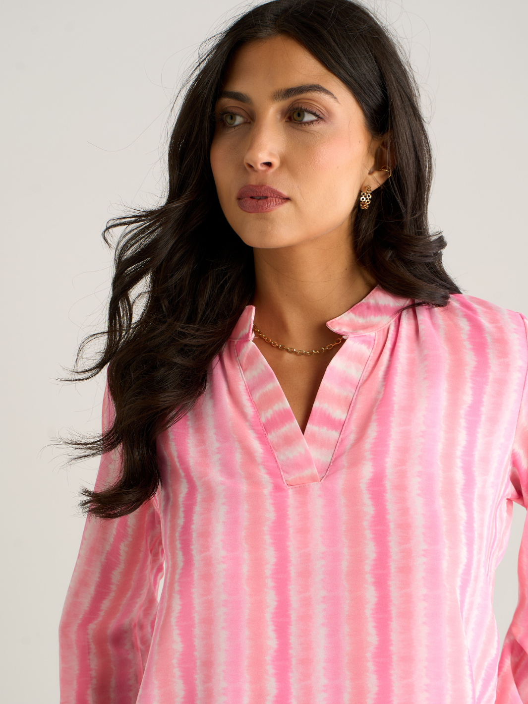 Kate & Pippa Bella Band Top In Light Pink Wave Print-Kate & Pippa