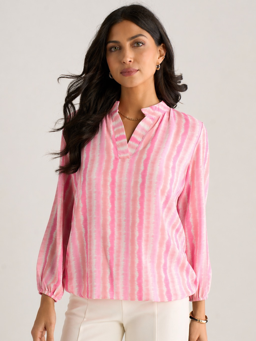 Kate & Pippa Bella Band Top In Light Pink Wave Print-Kate & Pippa