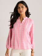 Kate & Pippa Bella Band Top In Light Pink Wave Print-Kate & Pippa