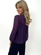 Kate & Pippa Bella Band Top In Magenta / Navy Print-Kate & Pippa