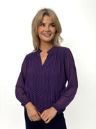 Kate & Pippa Bella Band Top In Magenta / Navy Print-Kate & Pippa