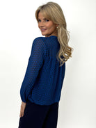 Kate & Pippa Bella Band Top In Navy / Blue Print-Kate & Pippa