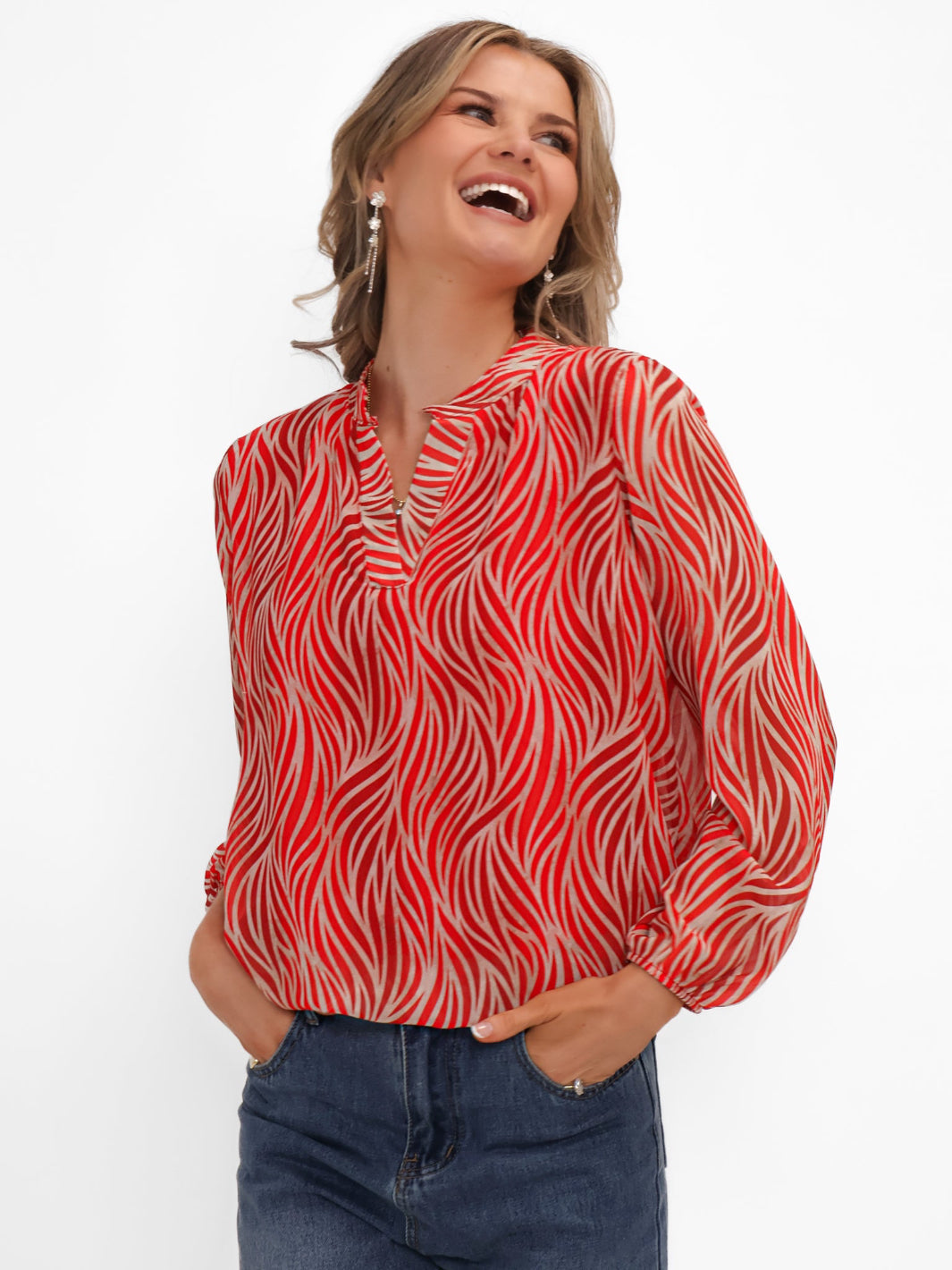 Kate & Pippa Bella Band Top In Red Animal-Kate & Pippa
