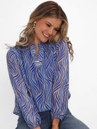 Kate & Pippa Bella Band Top In Royal Blue Animal-Kate & Pippa
