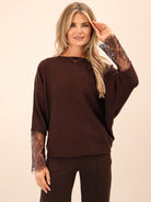 Kate & Pippa Blakely Lace Knit In Chocolate Brown-Kate & Pippa