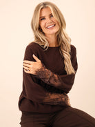 Kate & Pippa Blakely Lace Knit In Chocolate Brown-Kate & Pippa