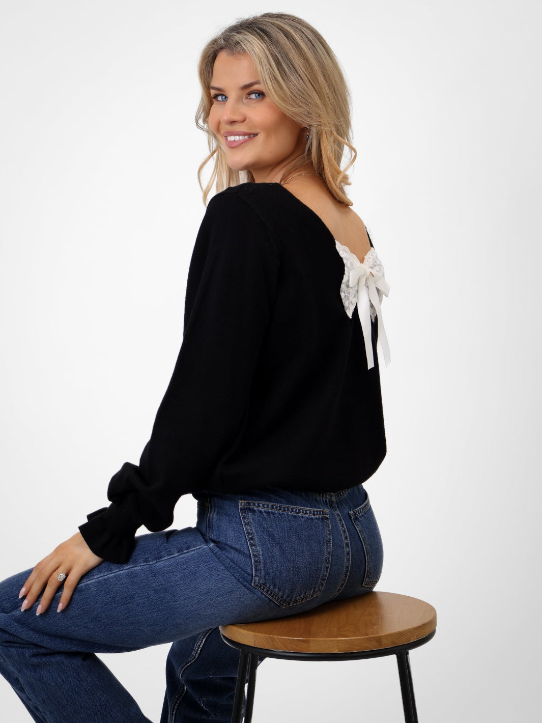 Kate & Pippa Bliss Bow Knit Jumper In Black-Kate & Pippa Autumn/Winter Ladies Clothing