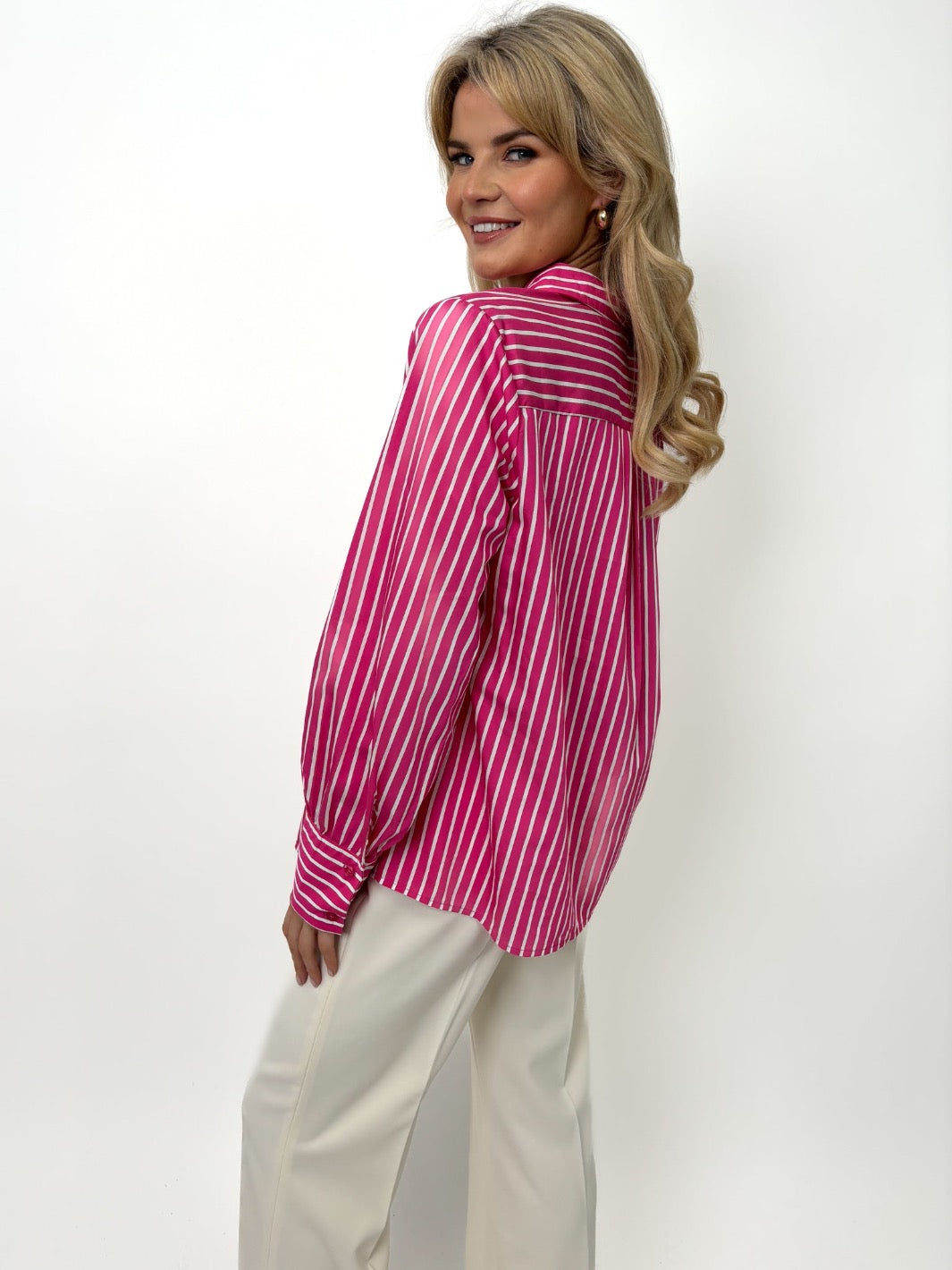 Kate & Pippa Cambridge Striped Shirt In Cerise Pink-Kate & Pippa