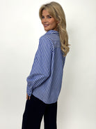 Kate & Pippa Cambridge Striped Shirt In Navy Blue-Kate & Pippa