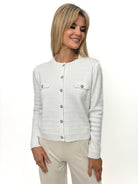 Kate & Pippa Coco Buttoned Knit Jacket In Off - White-Kate & Pippa