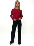 Kate & Pippa Coco Buttoned Knit Jacket In Red-Kate & Pippa