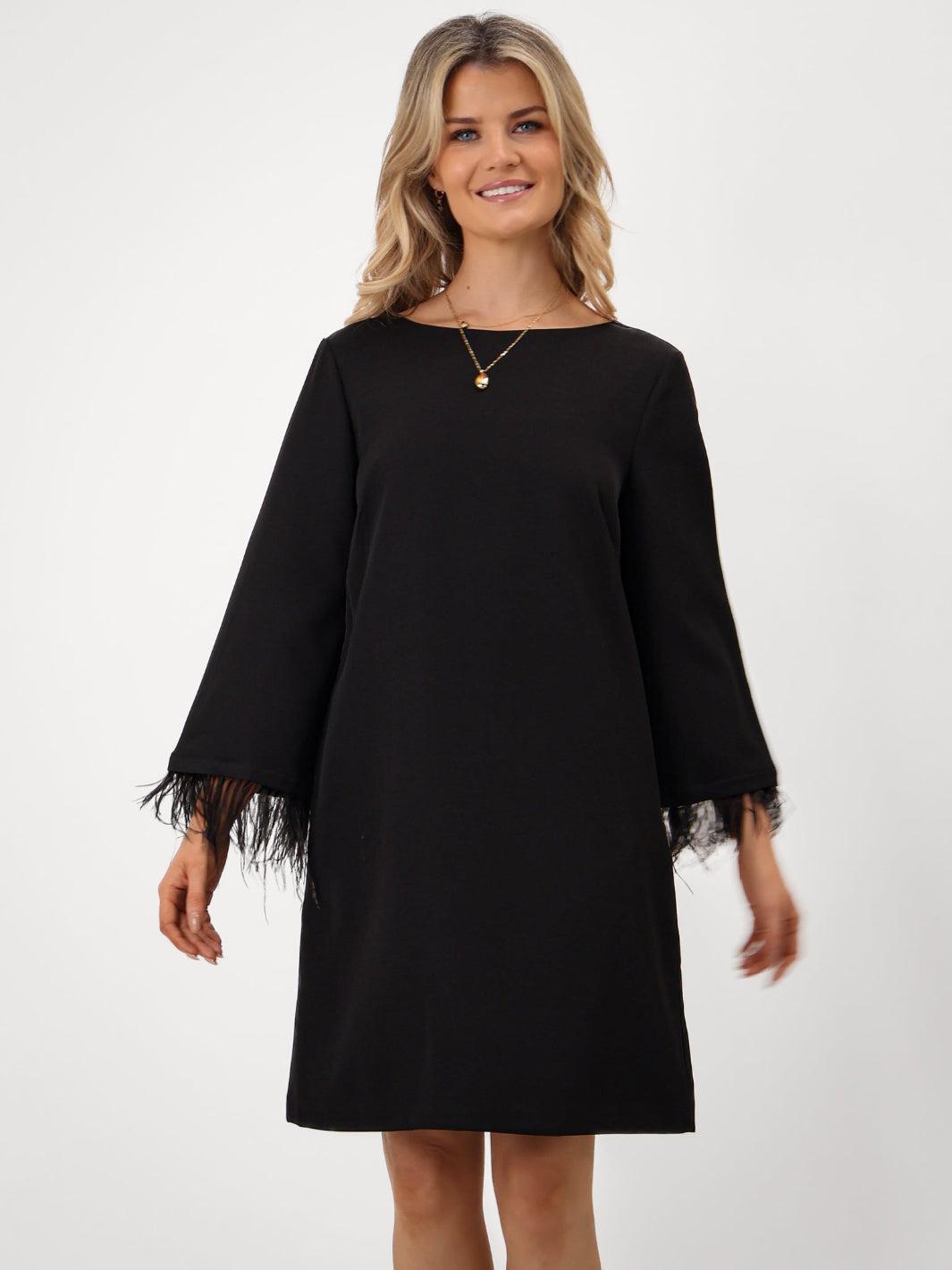 Kate & Pippa Dakota Mini Shift Dress In Black-Kate & Pippa Autumn/Winter Ladies Clothing