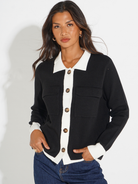 Kate & Pippa Dani Cardigan In Black / White-Kate & Pippa