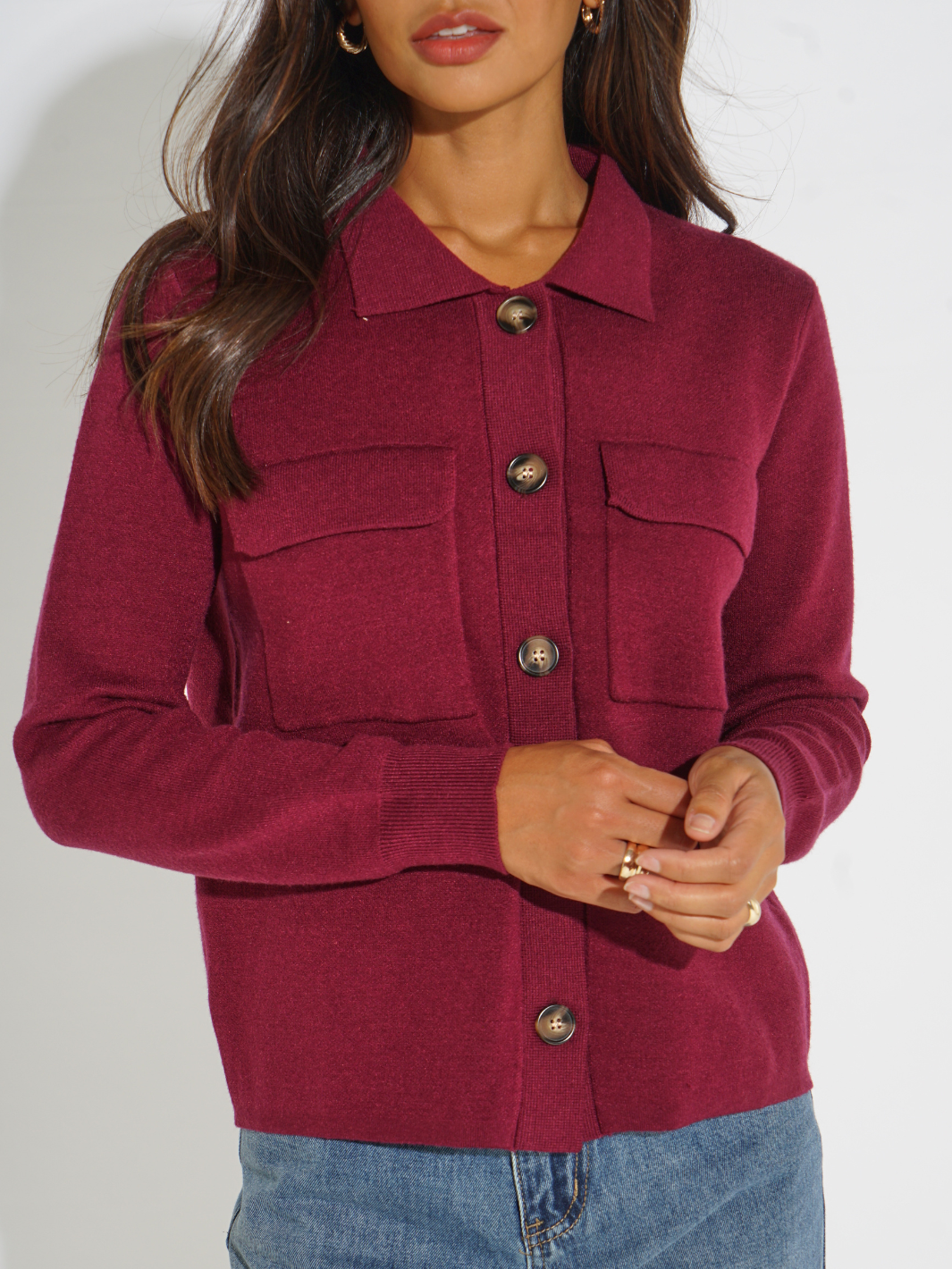 Kate & Pippa Dani Cardigan In Plum-Kate & Pippa