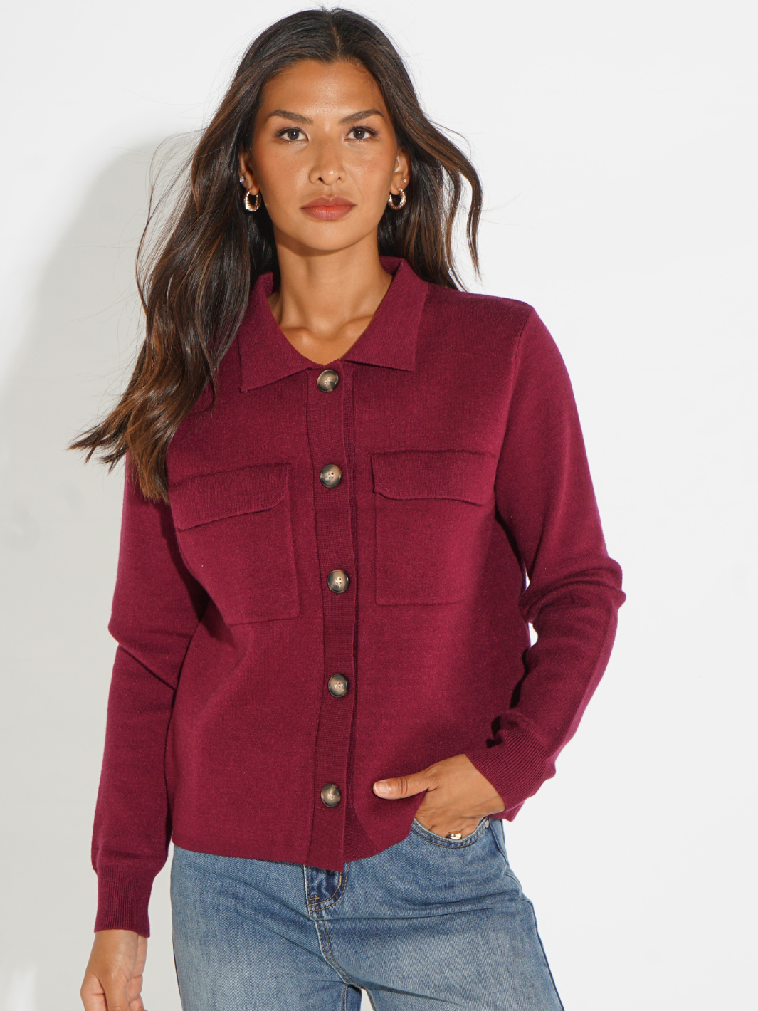 Kate & Pippa Dani Cardigan In Plum-Kate & Pippa
