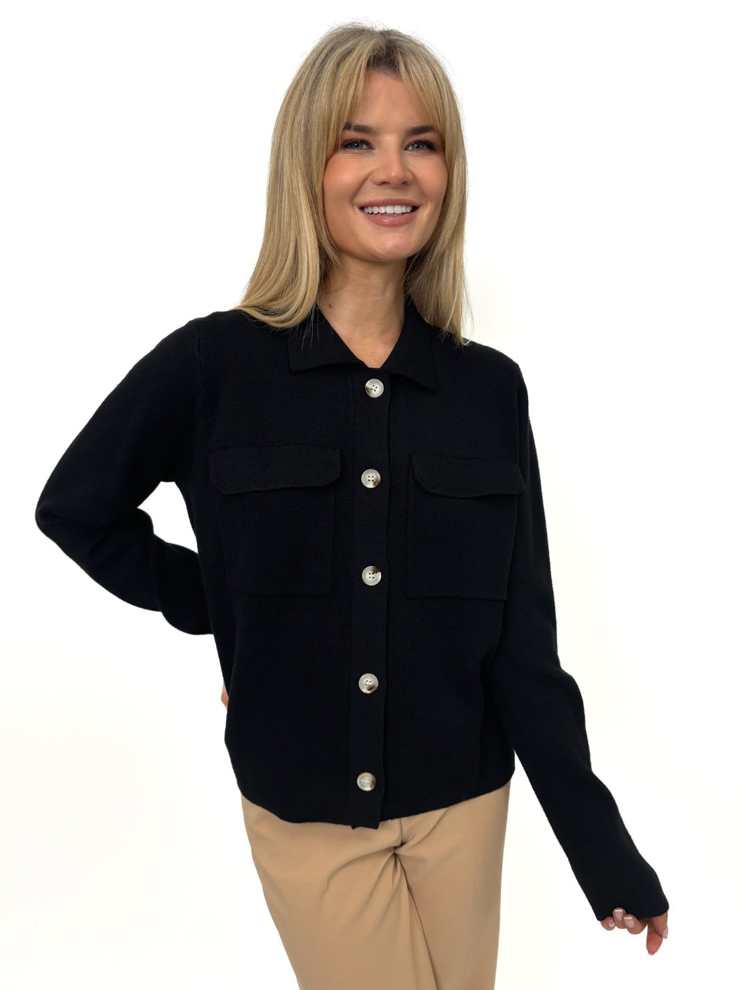 Kate & Pippa Dani Knit Cardigan In Black-Kate & Pippa