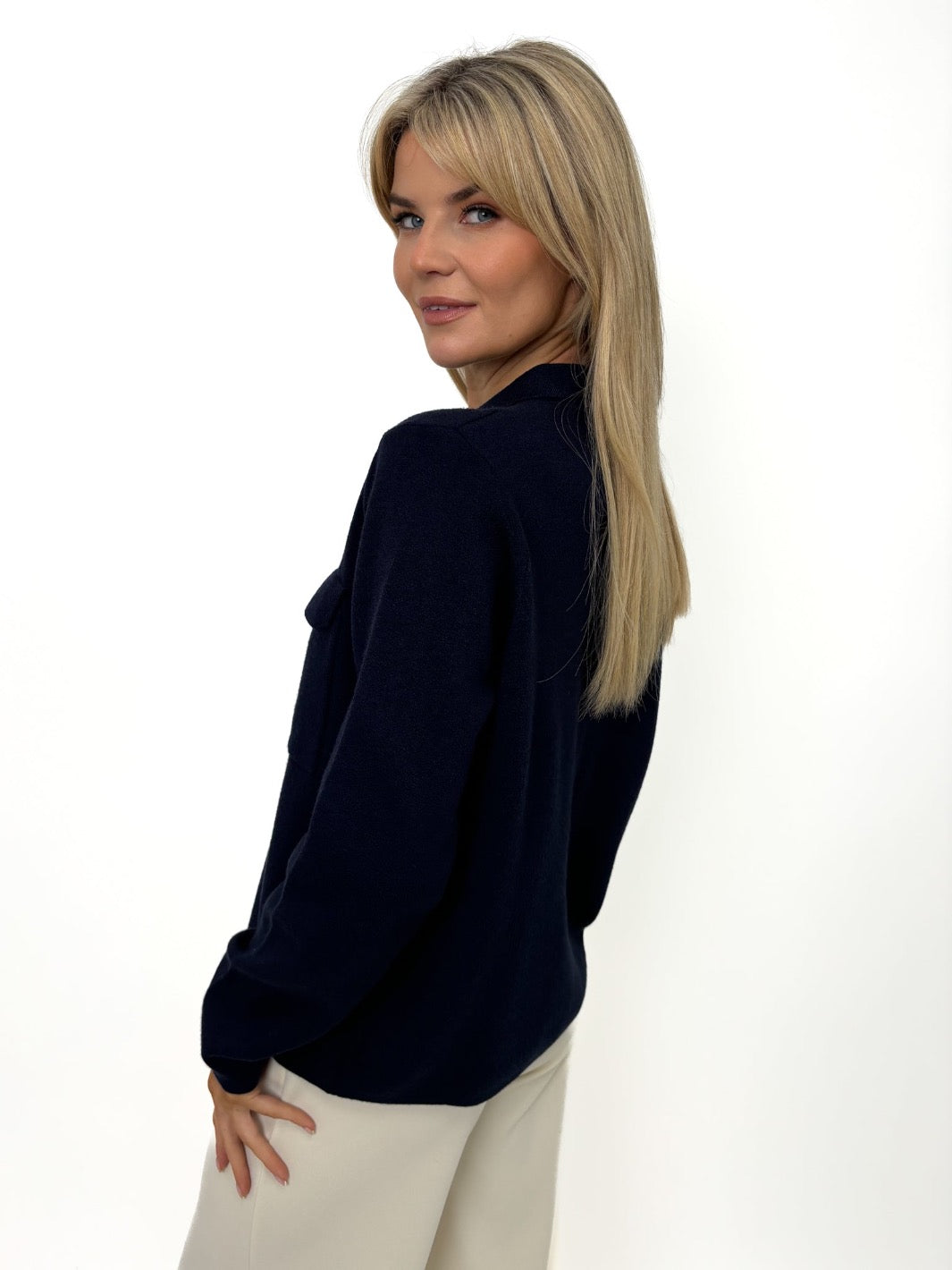 Kate & Pippa Dani Knit Cardigan In Navy-Kate & Pippa