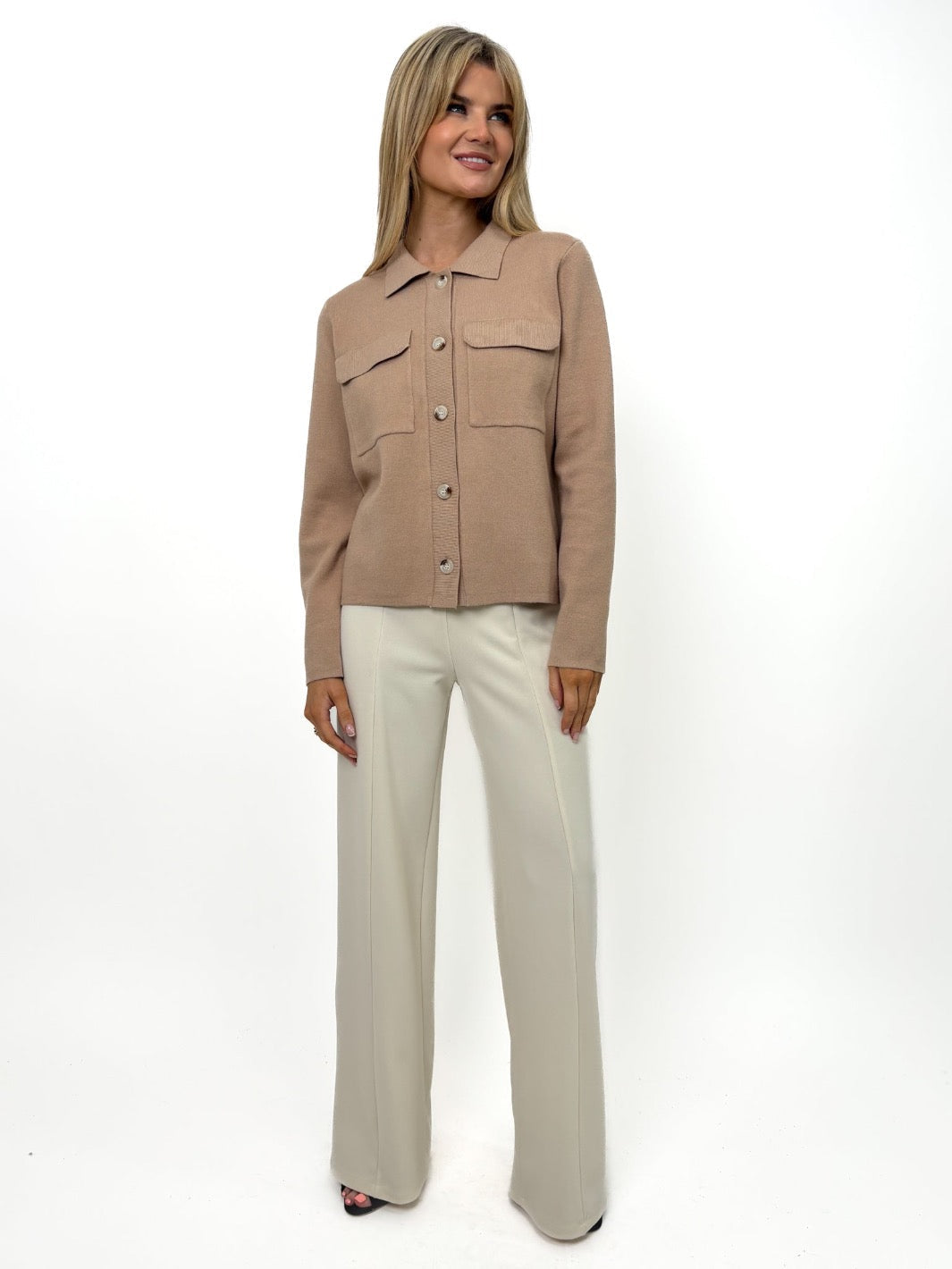 Kate & Pippa Dani Knit Cardigan In Tan-Kate & Pippa