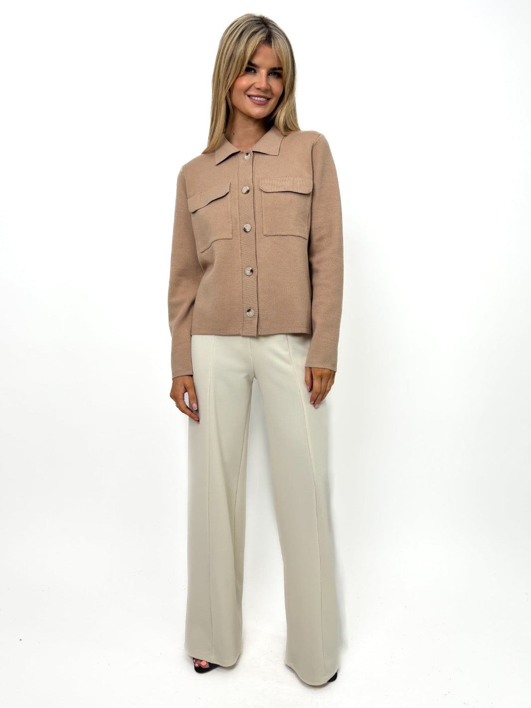 Kate & Pippa Dani Knit Cardigan In Tan-Kate & Pippa