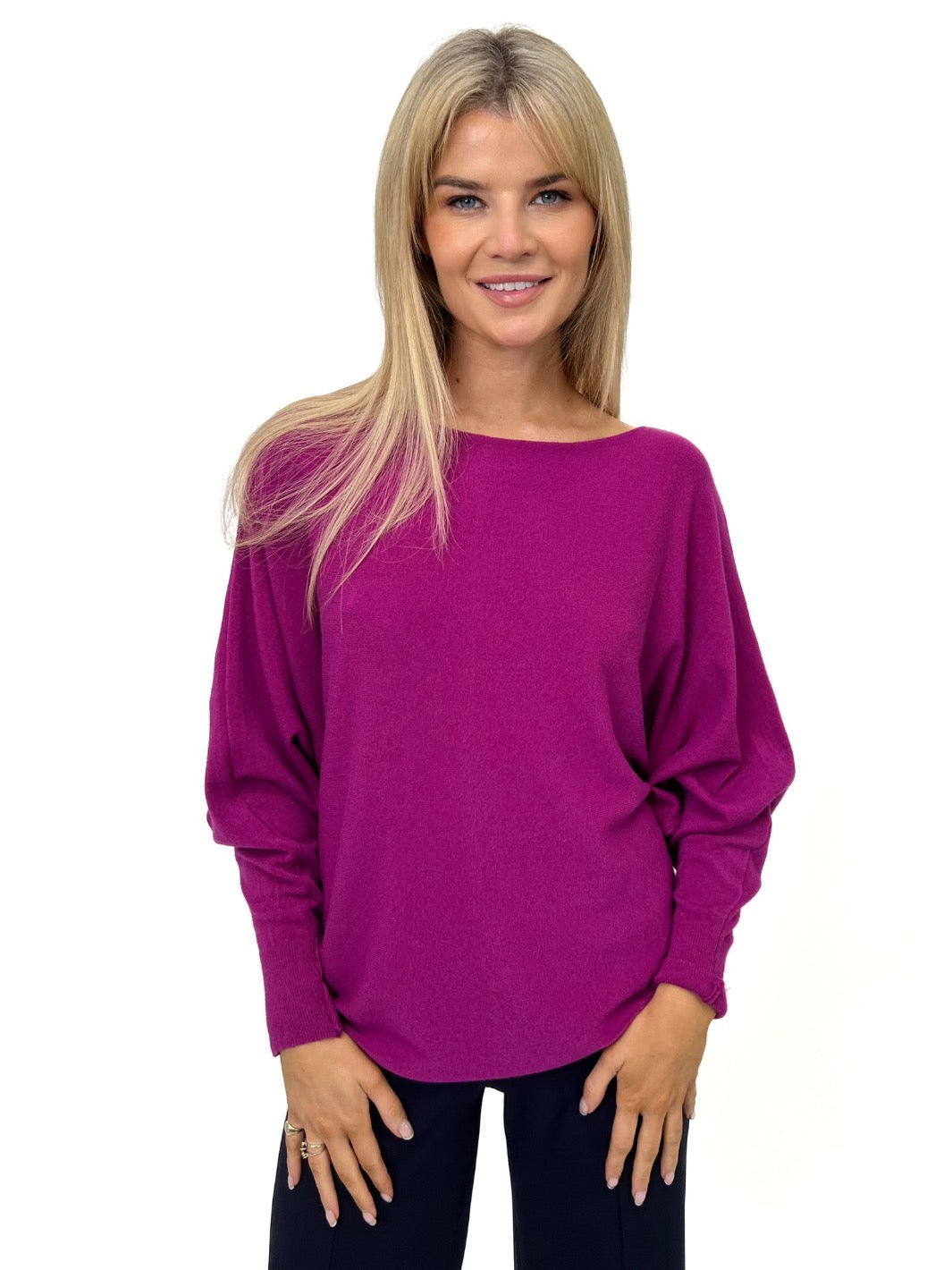 Kate & Pippa Elba Knit Jumper In Plum-Kate & Pippa