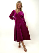 Kate & Pippa Ellen Velvet Dress In Magenta-Kate & Pippa