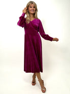 Kate & Pippa Ellen Velvet Dress In Magenta-Kate & Pippa