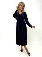 Kate & Pippa Ellen Velvet Dress In Navy-Kate & Pippa