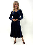 Kate & Pippa Ellen Velvet Dress In Navy-Kate & Pippa