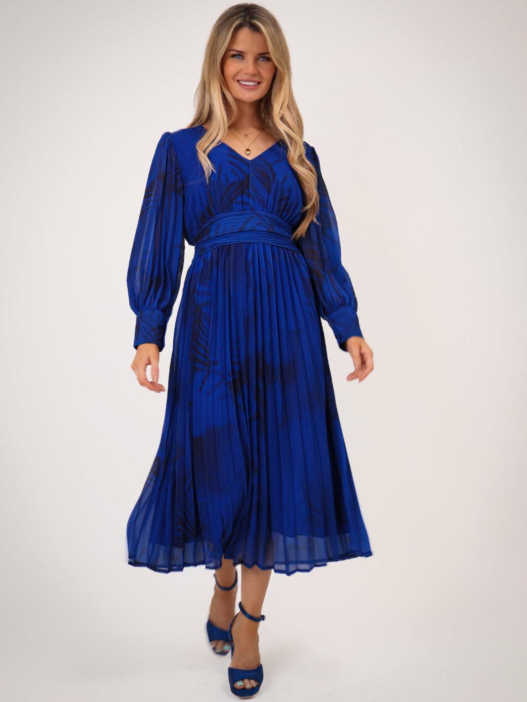 Kate & Pippa Hannah Dress In Royal Blue Print-Kate & Pippa Autumn/Winter Ladies Clothing