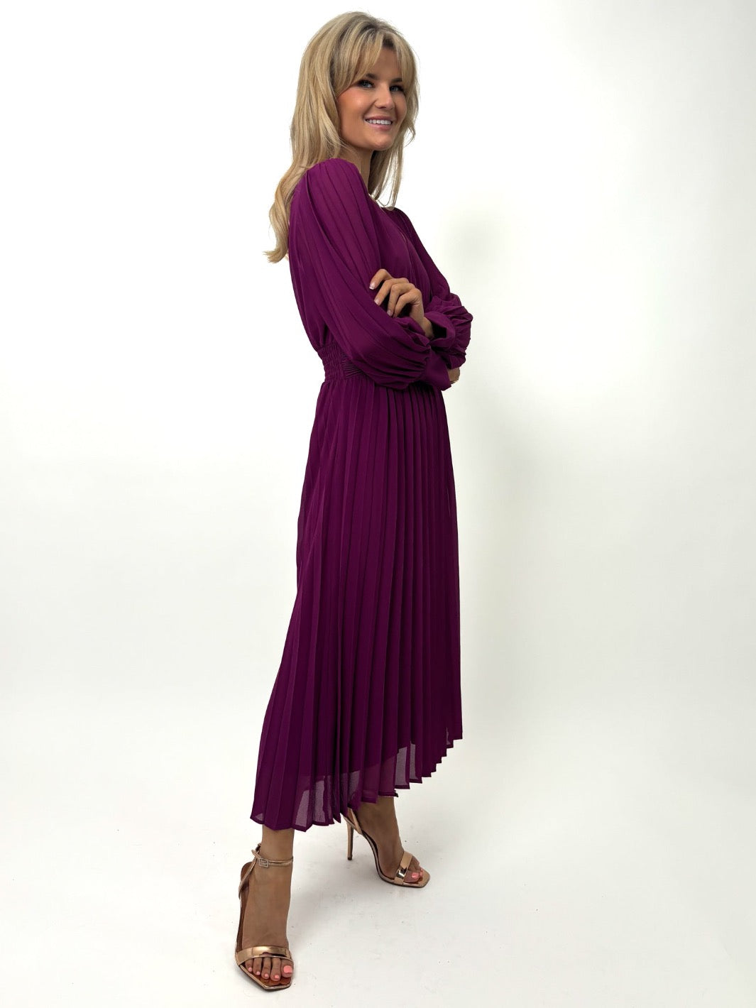 Kate Pippa Hannah Midi Dress In Plum S Purple