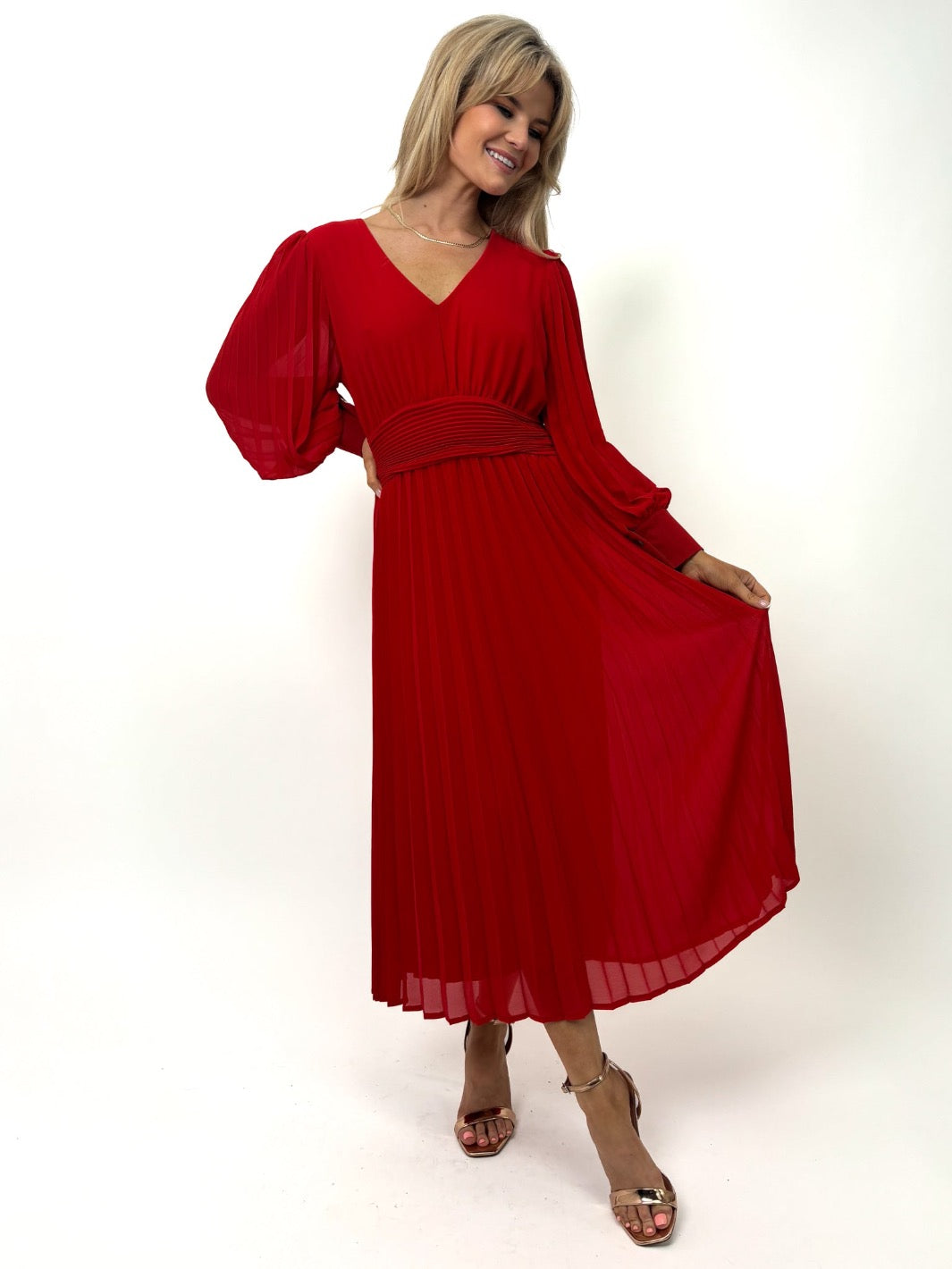 Kate & Pippa Hannah Midi Dress In Red-Kate & Pippa